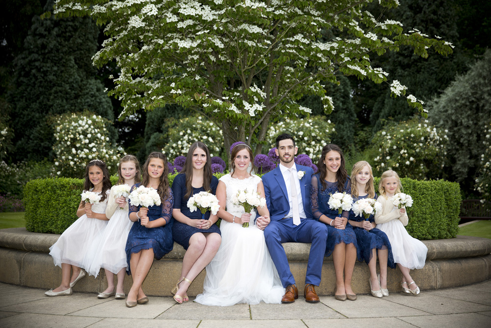 cheshire wedding photographer image of bride, groom and bridesmaids